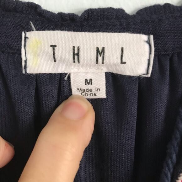 THML Roonie Embroidered Boho Slit Neck Dress Size Medium - Picture 6 of 6